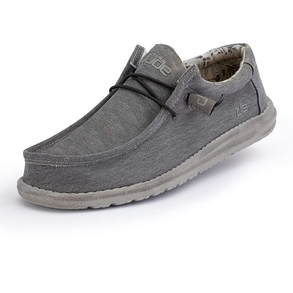 HEYDUDE Men's Wally Stretch Carbon Size L9 - Men’s Shoes - Men's, Gray, Size 9